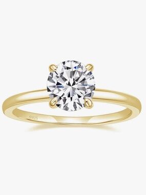 Yellow Gold-Plated Sterling Silver Ring with 1.5 CT Cubic Zirconia